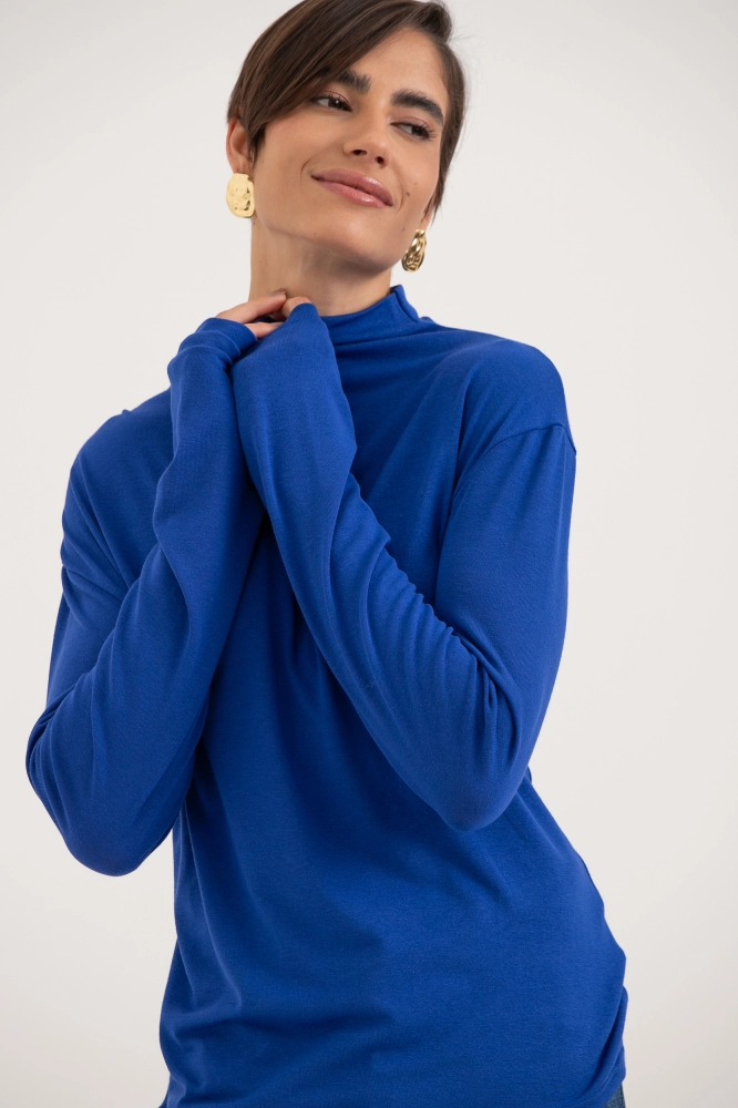 9034002 - Blusa Gola Alta Franzida AZUL 9034002 - Blusa Gola Alta Franzida AZUL - Imagem 1