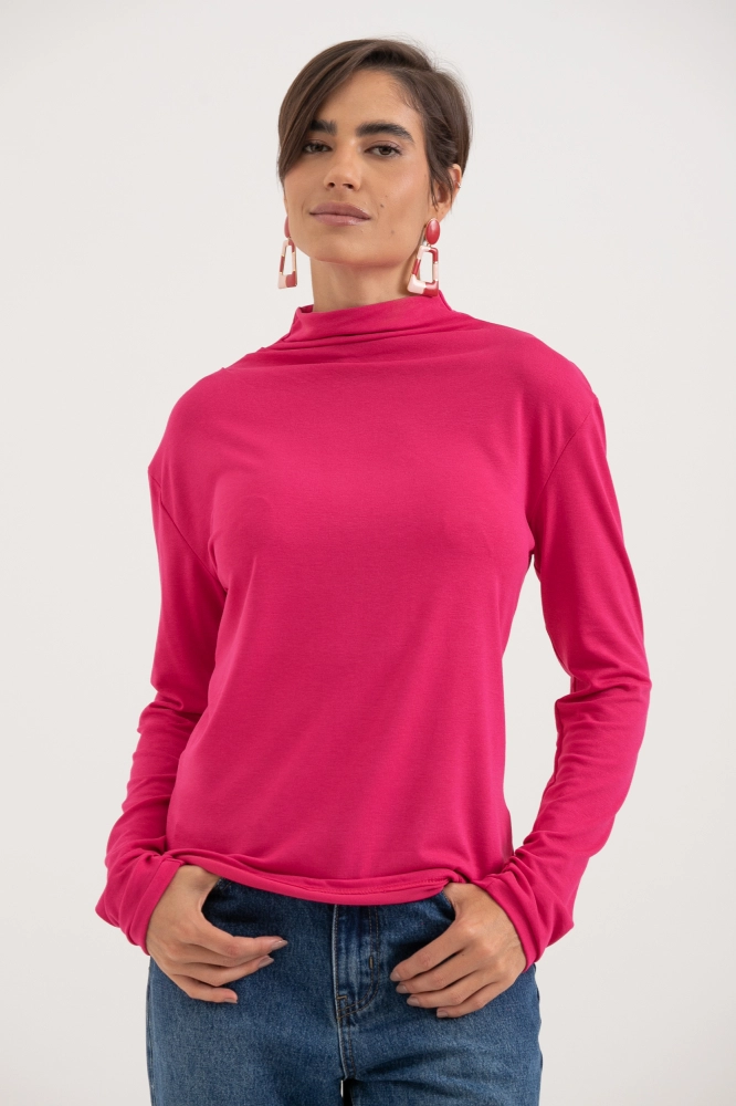 9034002 - Blusa Gola Alta Franzida PINK 9034002 - Blusa Gola Alta Franzida PINK - Imagem 1