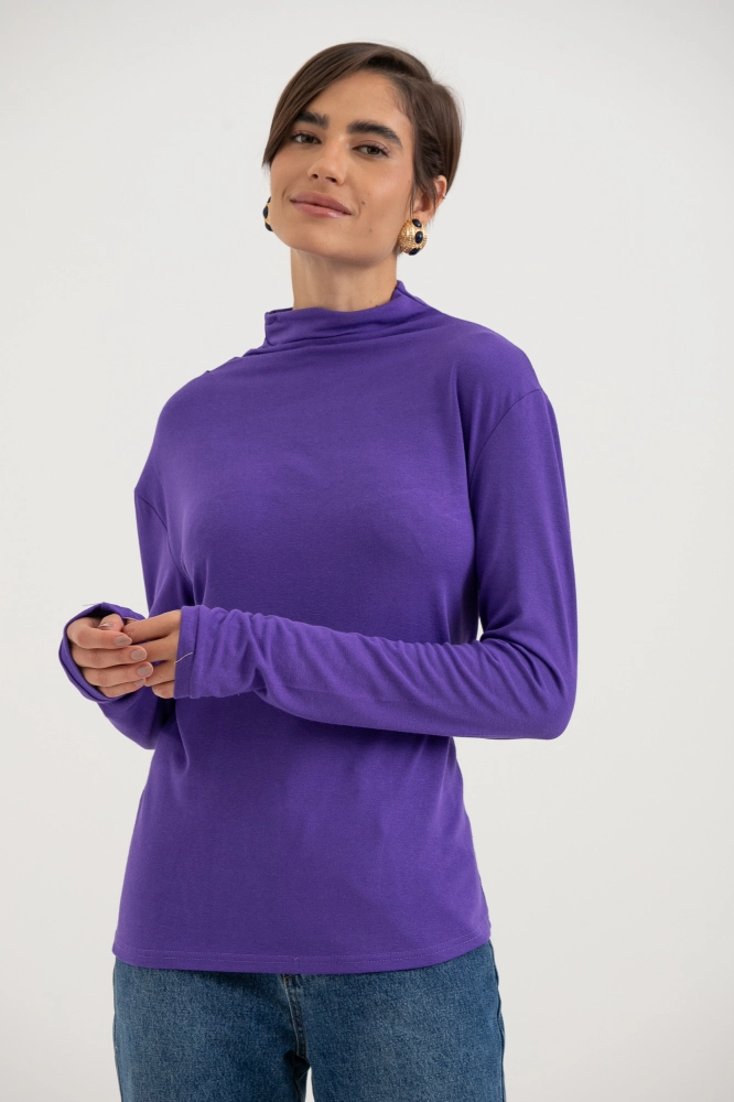 9034002 - Blusa Gola Alta Franzida ROXO 9034002 - Blusa Gola Alta Franzida ROXO - Imagem 1