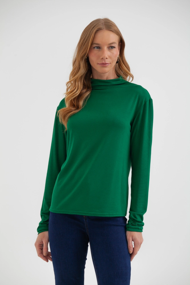 9034002 - Blusa Gola Alta Franzida VERDE 9034002 - Blusa Gola Alta Franzida VERDE - Imagem 2