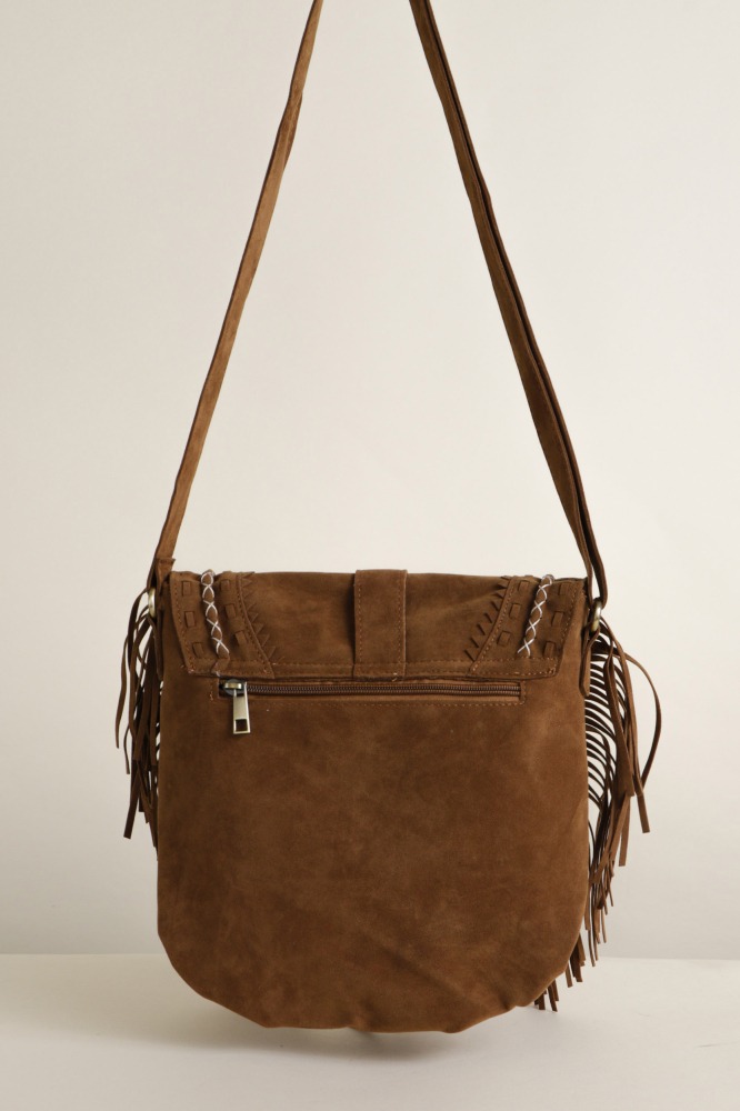 9034062 - Bolsa Vintage Transversal Franja MARROM