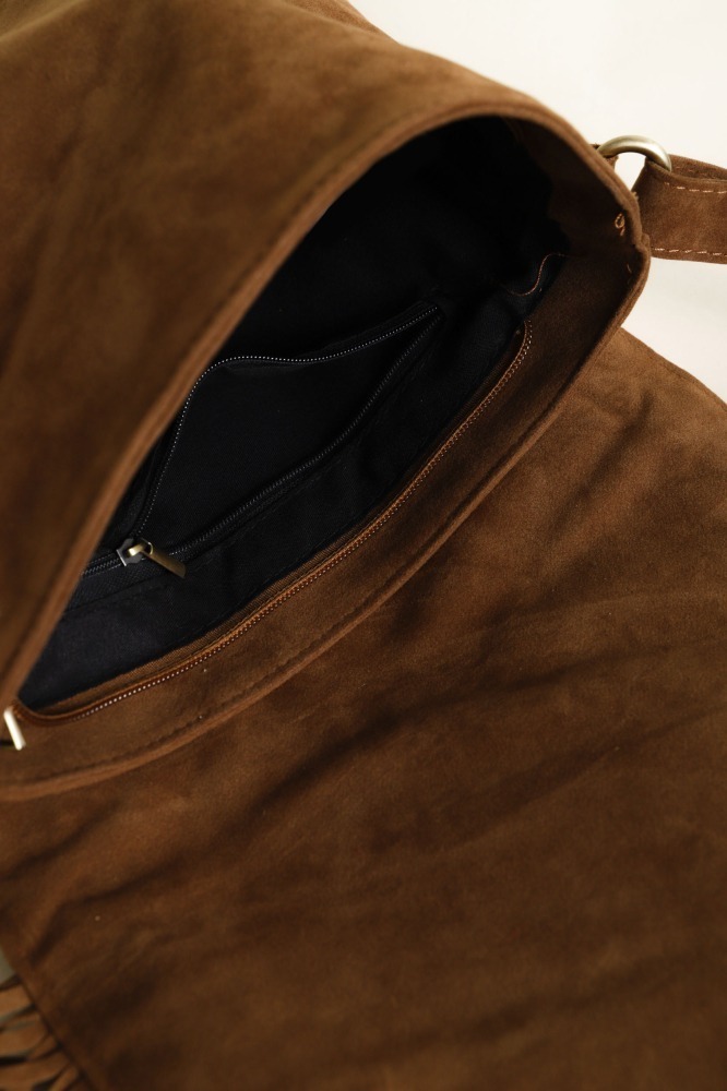 9034062 - Bolsa Vintage Transversal Franja MARROM