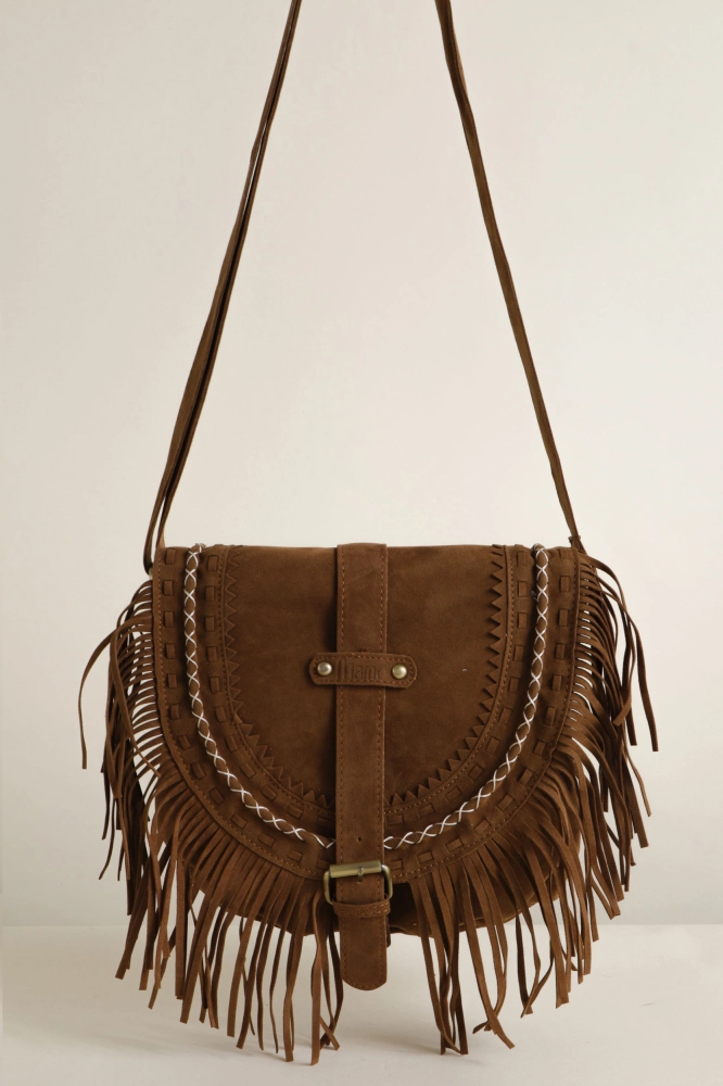 9034062 - Bolsa Vintage Transversal Franja MARROM