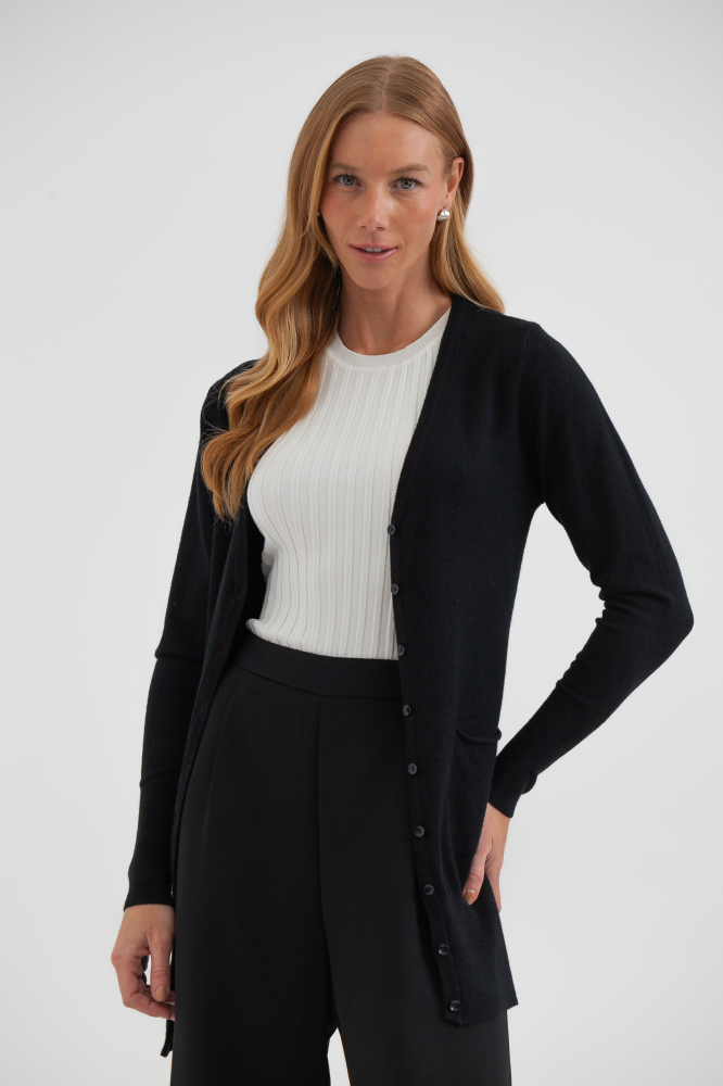 9034925 - Cardigan Tricô Alongado PRETO 9034925 - Cardigan Tricô Alongado PRETO