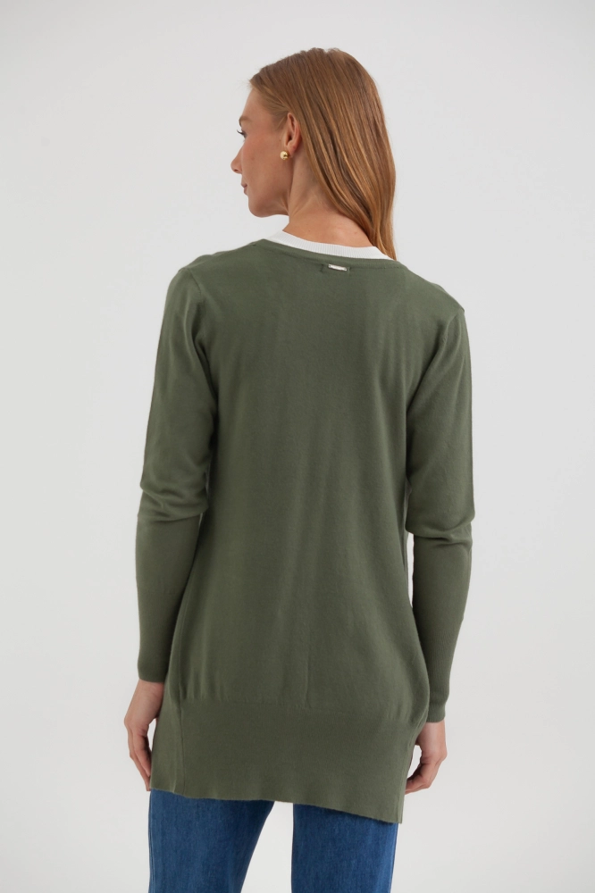 9034925 - Cardigan Tricô Alongado VERDE OLIVA 9034925 - Cardigan Tricô Alongado VERDE OLIVA - Imagem 2
