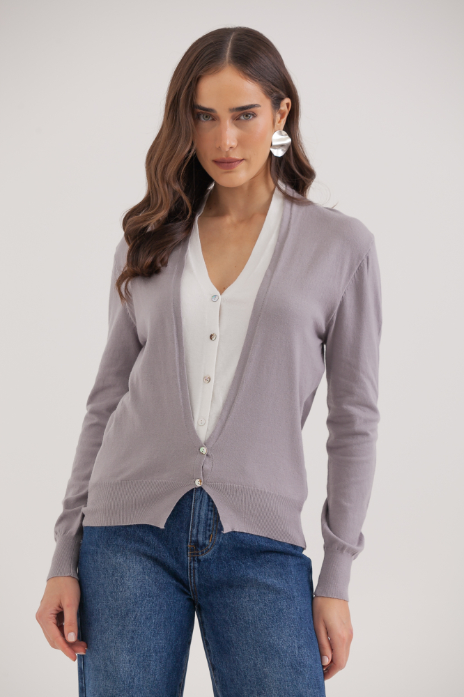 9035059 - Cardigan Tricô Duplo MESCLA 9035059 - Cardigan Tricô Duplo MESCLA