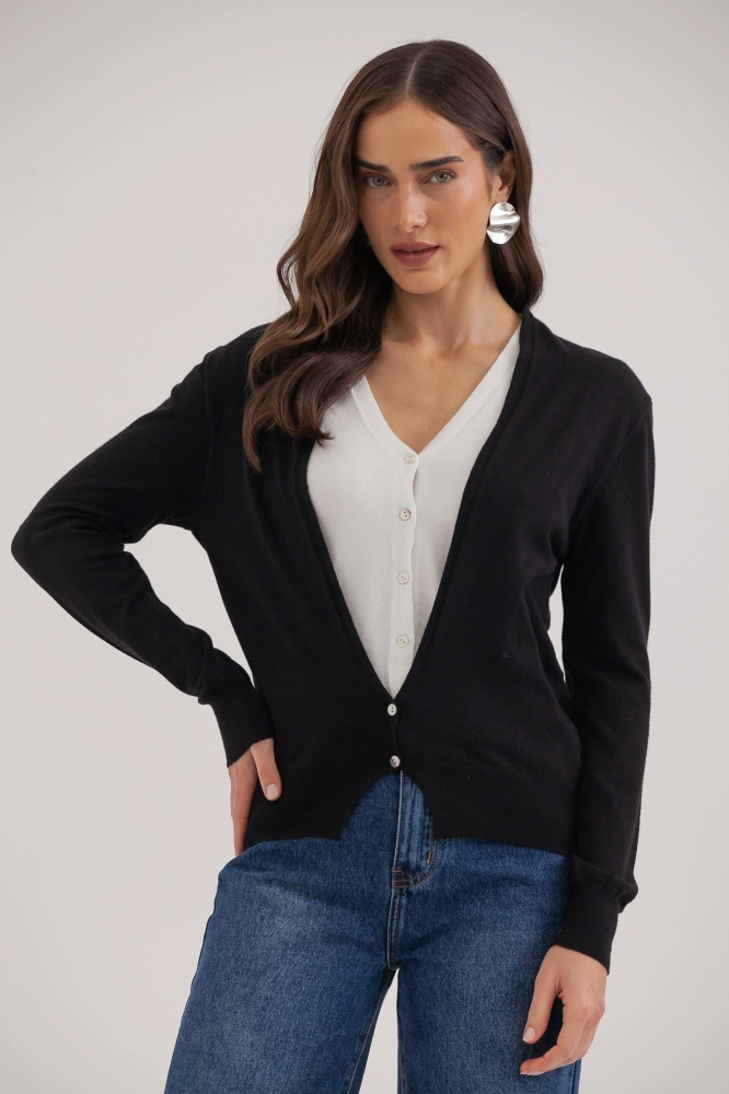 9035059 - Cardigan Tricô Duplo PRETO 9035059 - Cardigan Tricô Duplo PRETO - Imagem 1