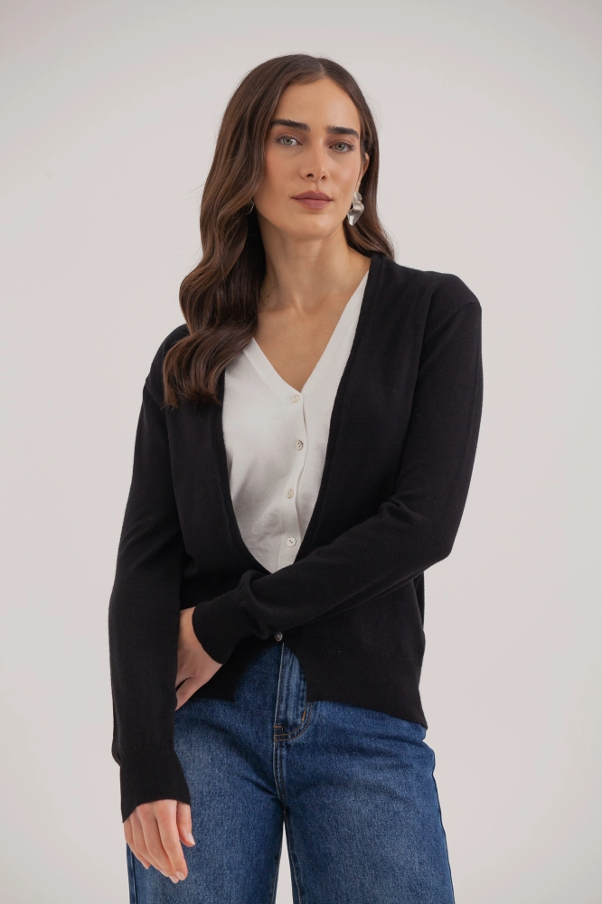 9035059 - Cardigan Tricô Duplo PRETO 9035059 - Cardigan Tricô Duplo PRETO - Imagem 2
