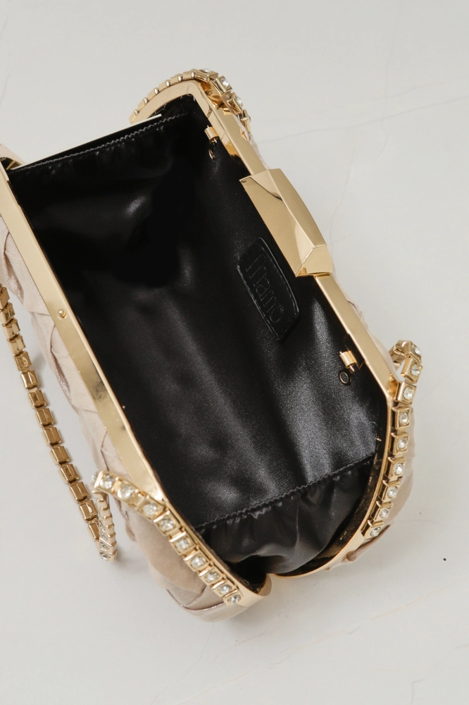 9035836 - Bolsa Clutch com Detalhes Alça Corrente BEGE - Imagem 2