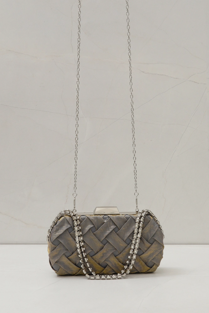 9035836 - Bolsa Clutch com Detalhes Alça Corrente CINZA - Imagem 1