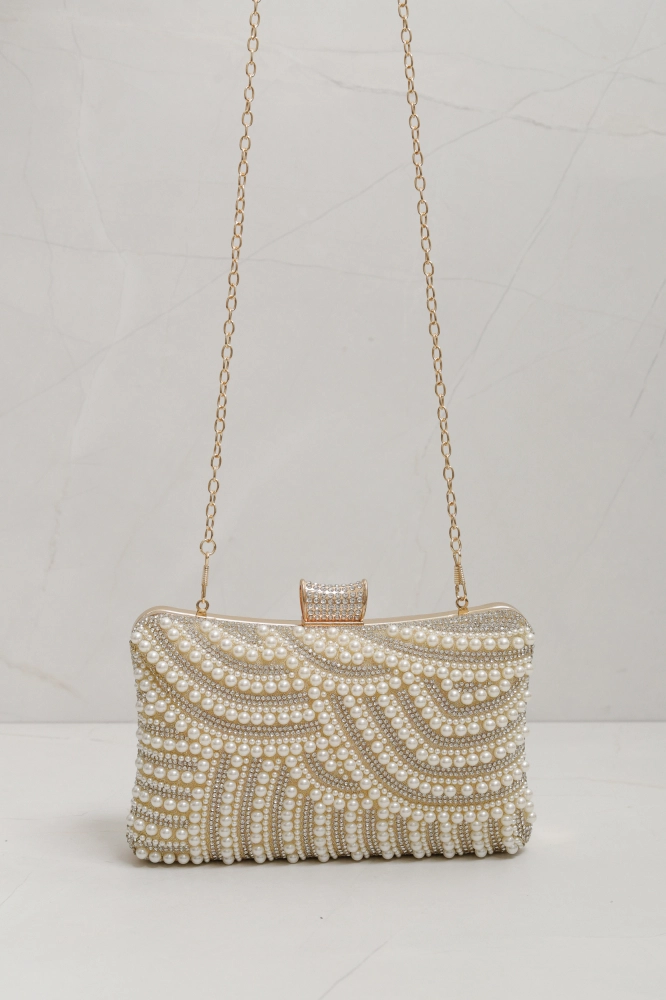 9035845 - Bolsa Clutch Pérolas OFF-WHITE - Imagem 1