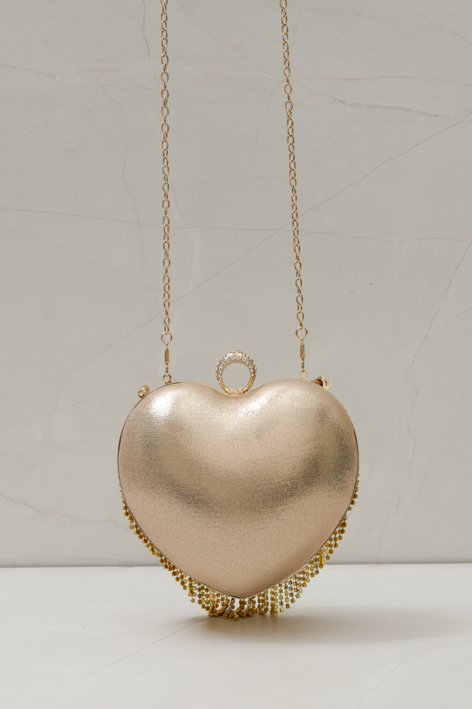 9035852 - Bolsa Clutch Coração Franja DOURADO 9035852 - Bolsa Clutch Coração Franja DOURADO