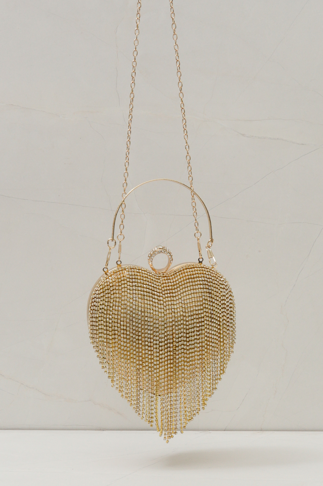 9035852 - Bolsa Clutch Coração Franja DOURADO 9035852 - Bolsa Clutch Coração Franja DOURADO