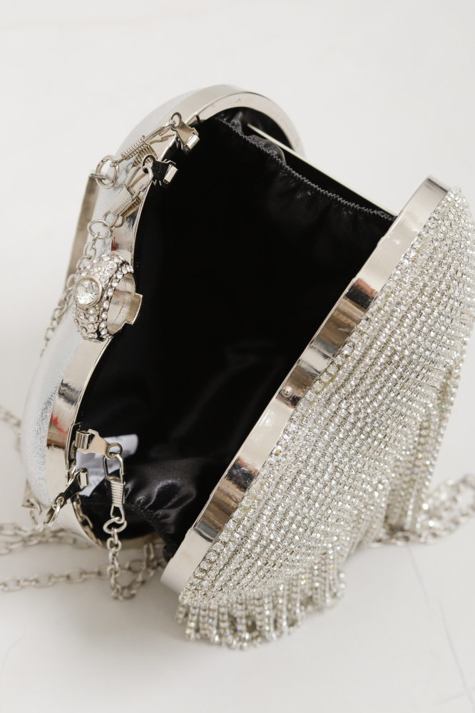 9035852 - Bolsa Clutch Coração Franja PRATA 9035852 - Bolsa Clutch Coração Franja PRATA