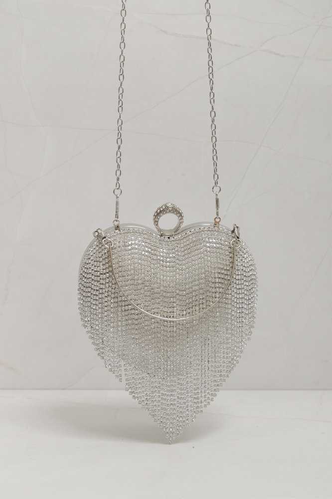 9035852 - Bolsa Clutch Coração Franja PRATA 9035852 - Bolsa Clutch Coração Franja PRATA