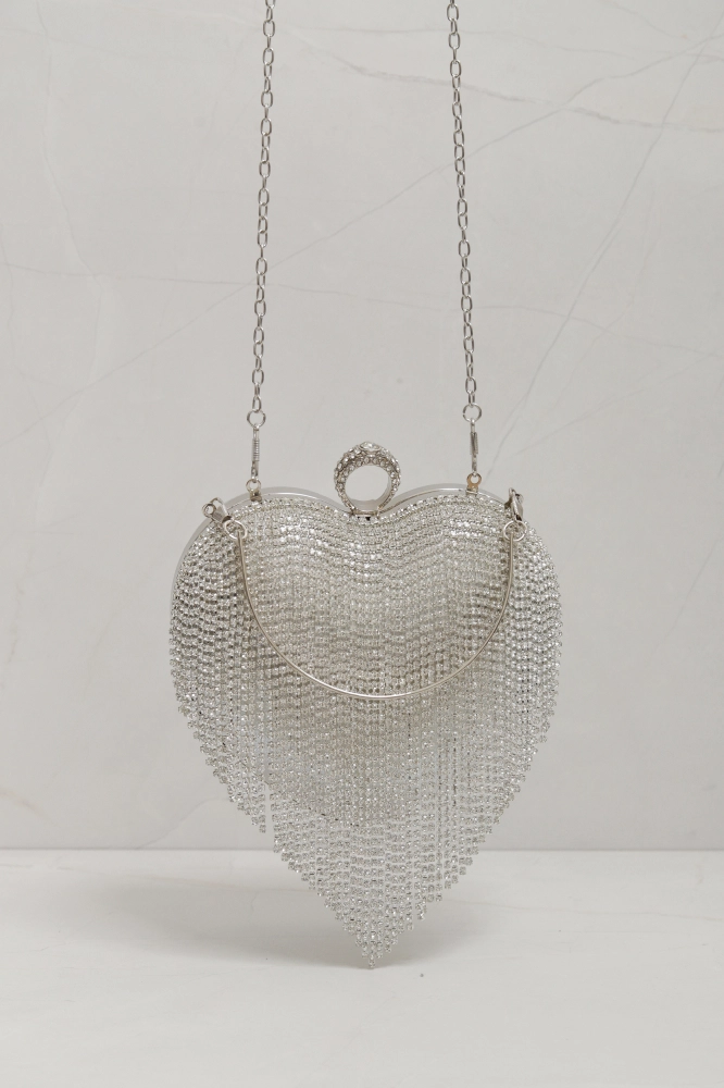 9035852 - Bolsa Clutch Coração Franja PRATA 9035852 - Bolsa Clutch Coração Franja PRATA - Imagem 1