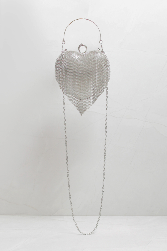 9035852 - Bolsa Clutch Coração Franja PRATA 9035852 - Bolsa Clutch Coração Franja PRATA