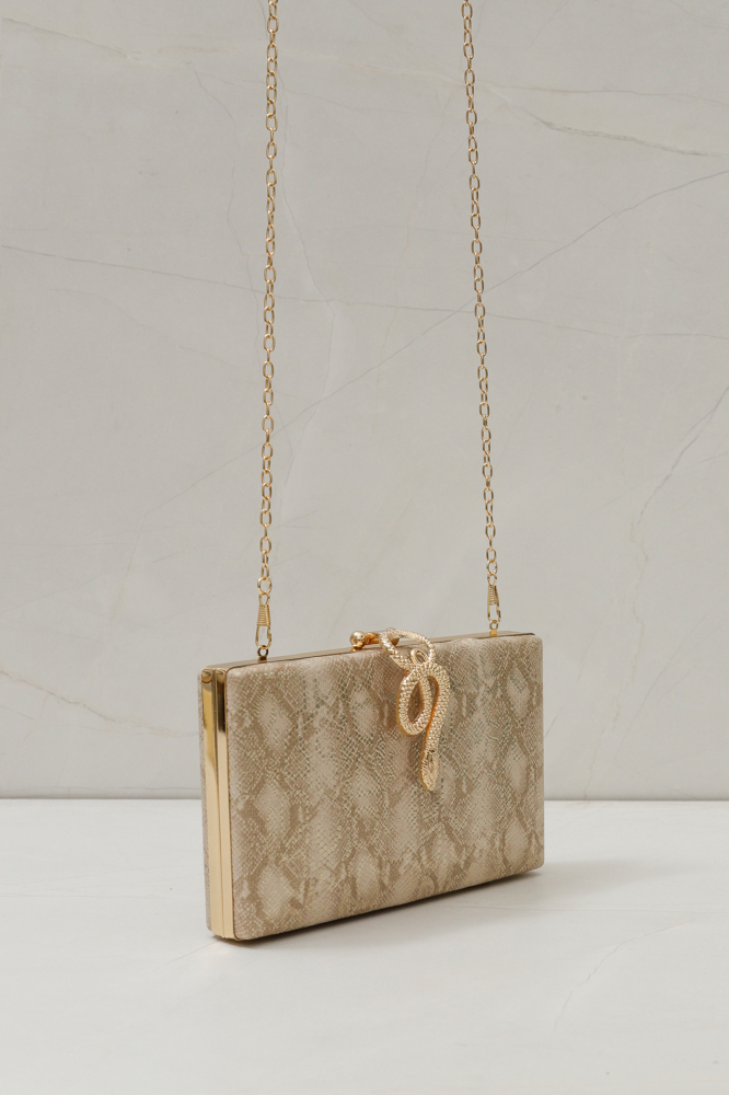 9035853 - Bolsa Clutch Animal Print Cobra DOURADO