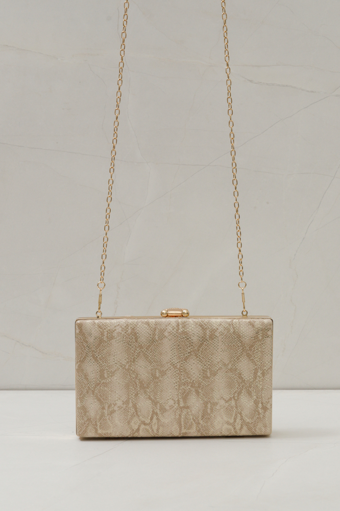 9035853 - Bolsa Clutch Animal Print Cobra DOURADO