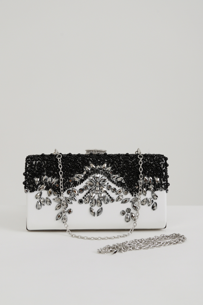 9035875 - Bolsa Clutch Aplicação Strass OFF-WHITE 9035875 - Bolsa Clutch Aplicação Strass OFF-WHITE