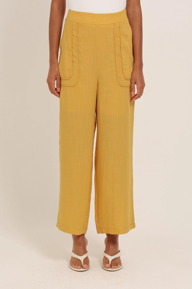 9035998 - Calça Pantacourt Linho AMARELO 9035998 - Calça Pantacourt Linho AMARELO - Imagem 2