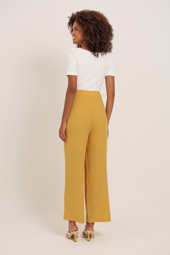 9035998 - Calça Pantacourt Linho AMARELO 9035998 - Calça Pantacourt Linho AMARELO