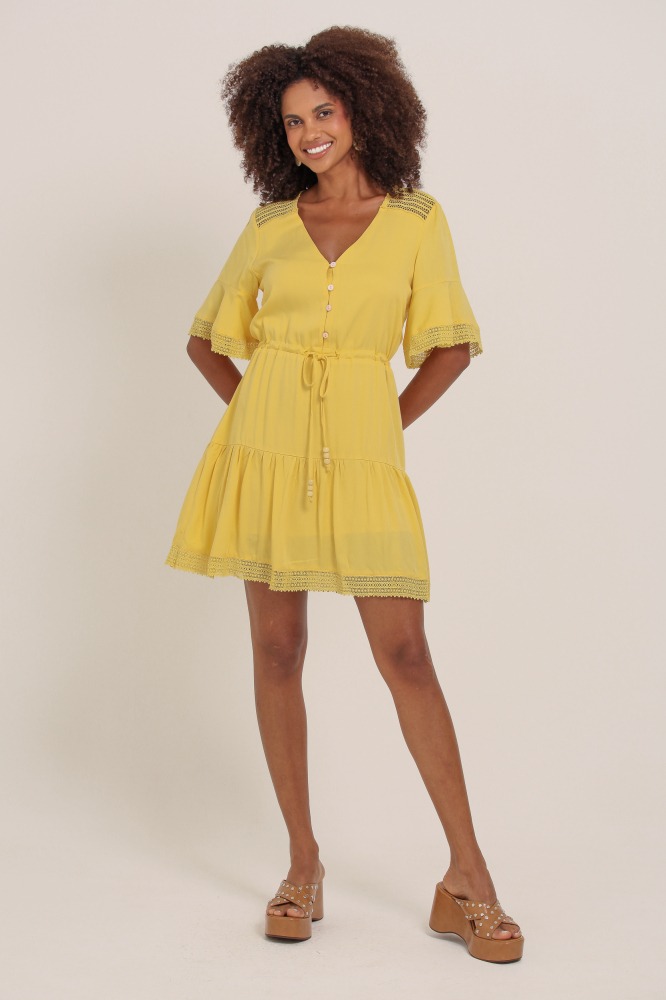 9036046 - Vestido Curto Boho AMARELO 9036046 - Vestido Curto Boho AMARELO