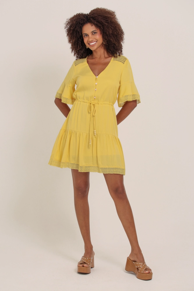 9036046 - Vestido Curto Boho AMARELO