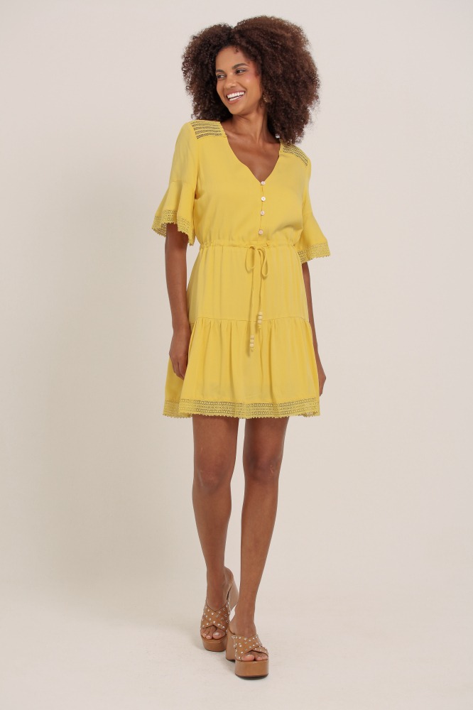 9036046 - Vestido Curto Boho AMARELO 9036046 - Vestido Curto Boho AMARELO