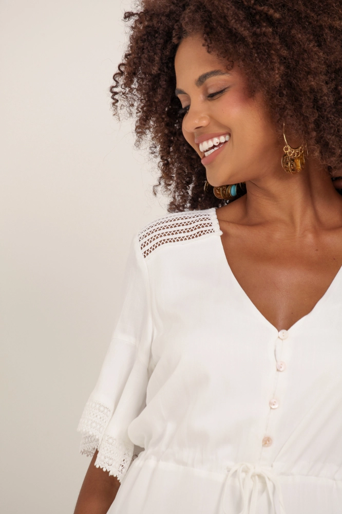 9036046 - Vestido Curto Boho OFF-WHITE 9036046 - Vestido Curto Boho OFF-WHITE - Imagem 2