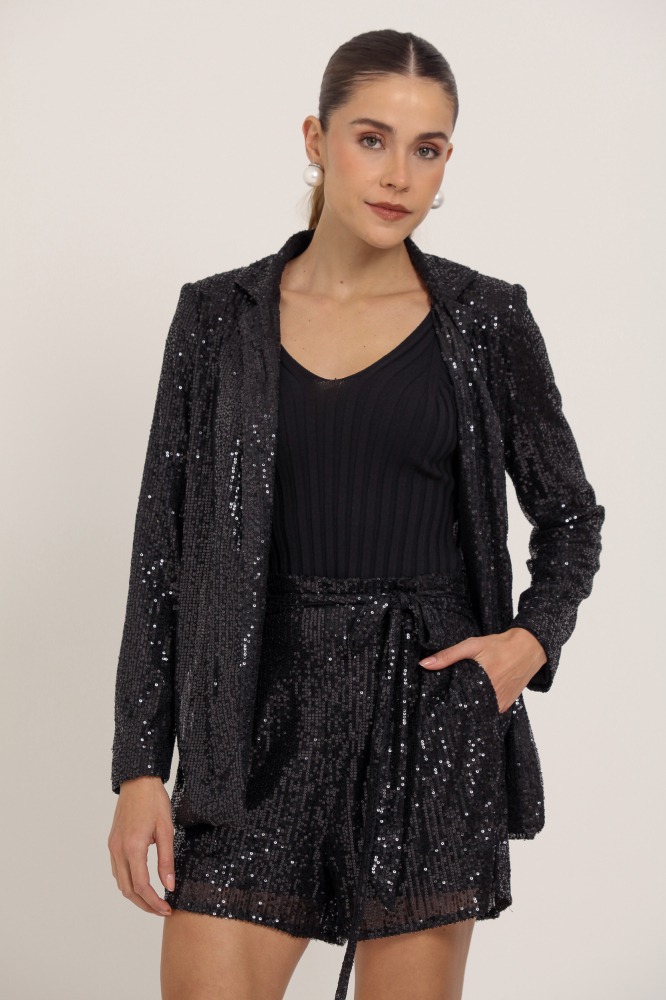 9036190 - Blazer Alongado Paetê PRETO 9036190 - Blazer Alongado Paetê PRETO