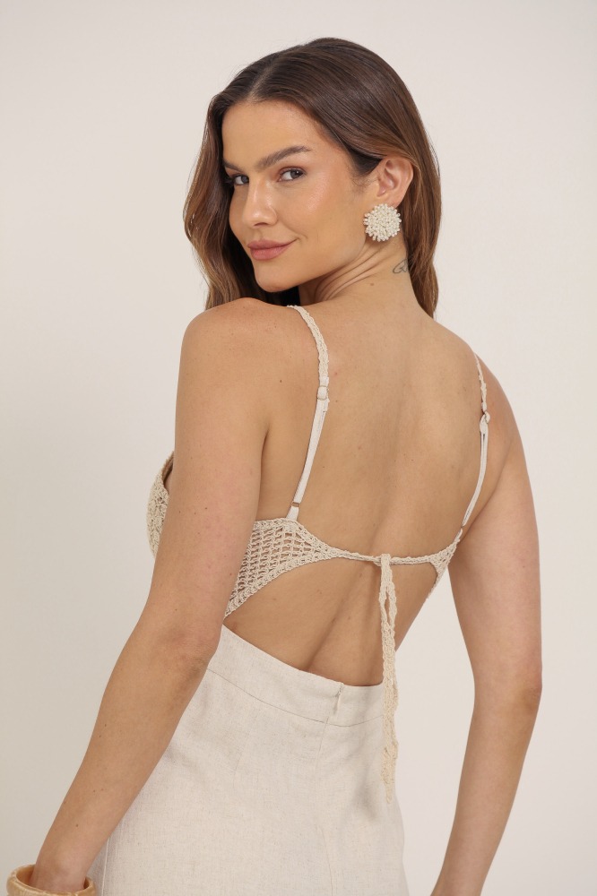 9036199 - Vestido Longo Linho Com Detalhe Em Crochê NATURAL
