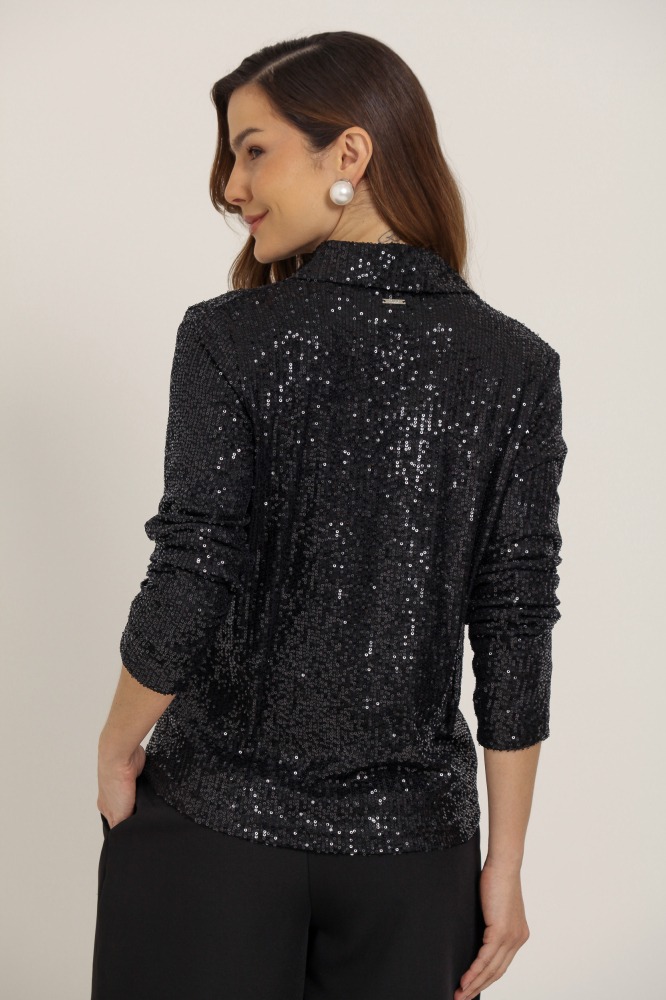 9036367 - Camisa De Paetê PRETO