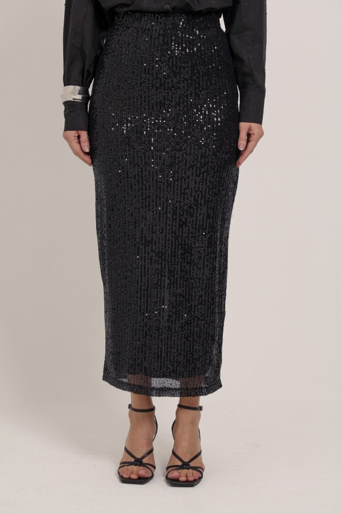 9036368 - Saia Lápis De Paetê PRETO