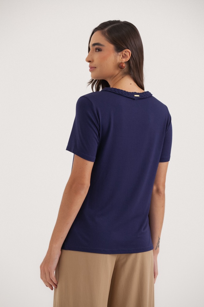 9036551 - Camiseta Decote Trançado MARINHO 9036551 - Camiseta Decote Trançado MARINHO