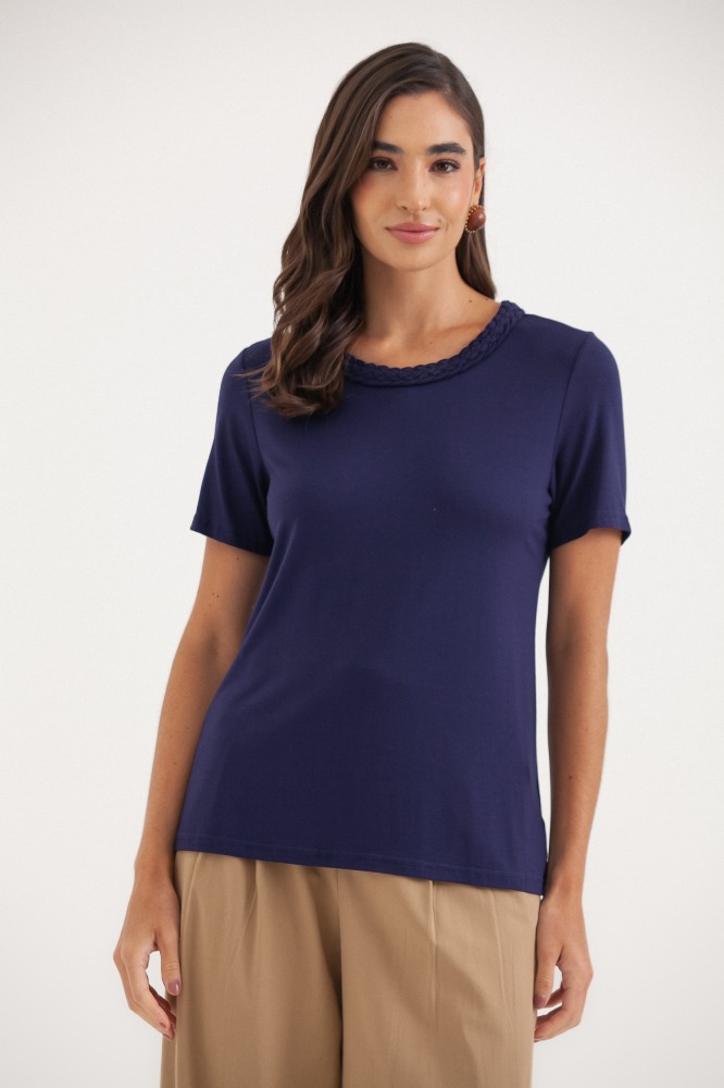 9036551 - Camiseta Decote Trançado MARINHO 9036551 - Camiseta Decote Trançado MARINHO