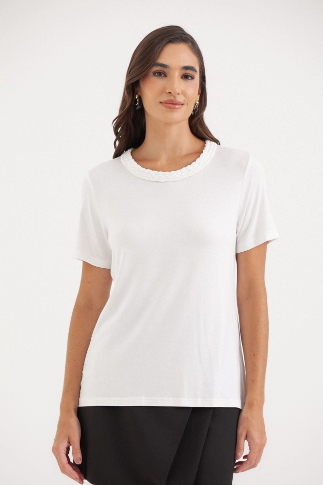 9036551 - Camiseta Decote Trançado  OFF-WHITE - Imagem 2