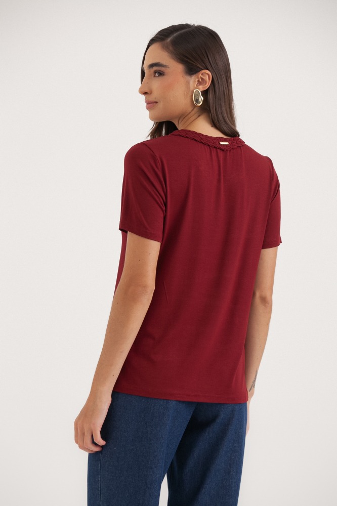 9036551 - Camiseta Decote Trançado VINHO 9036551 - Camiseta Decote Trançado VINHO
