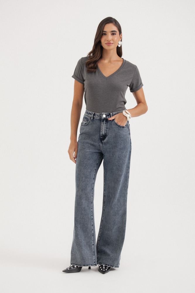9036552 - Camiseta Basic Decote V  MESCLA