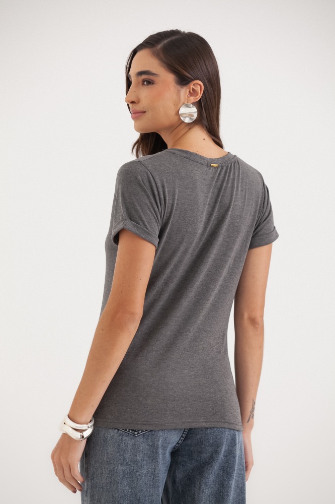 9036552 - Camiseta Basic Decote V  MESCLA