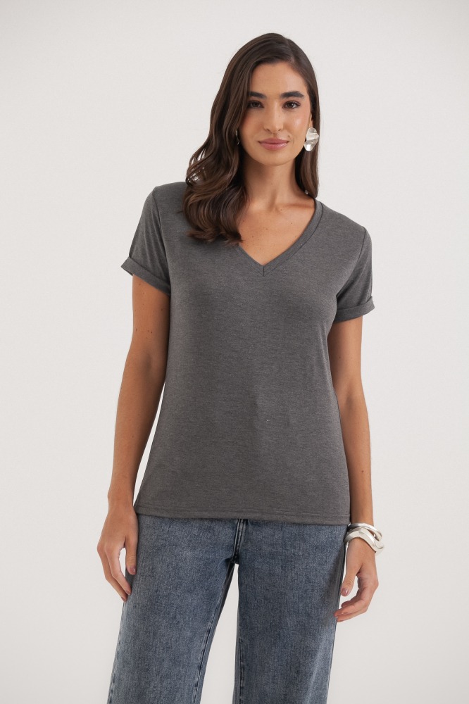 9036552 - Camiseta Basic Decote V  MESCLA