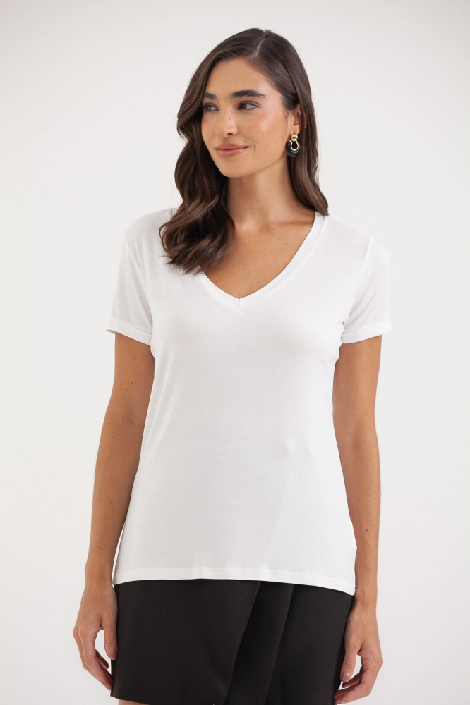 9036552 - Camiseta Basic Decote V OFF-WHITE 9036552 - Camiseta Basic Decote V OFF-WHITE - Imagem 2