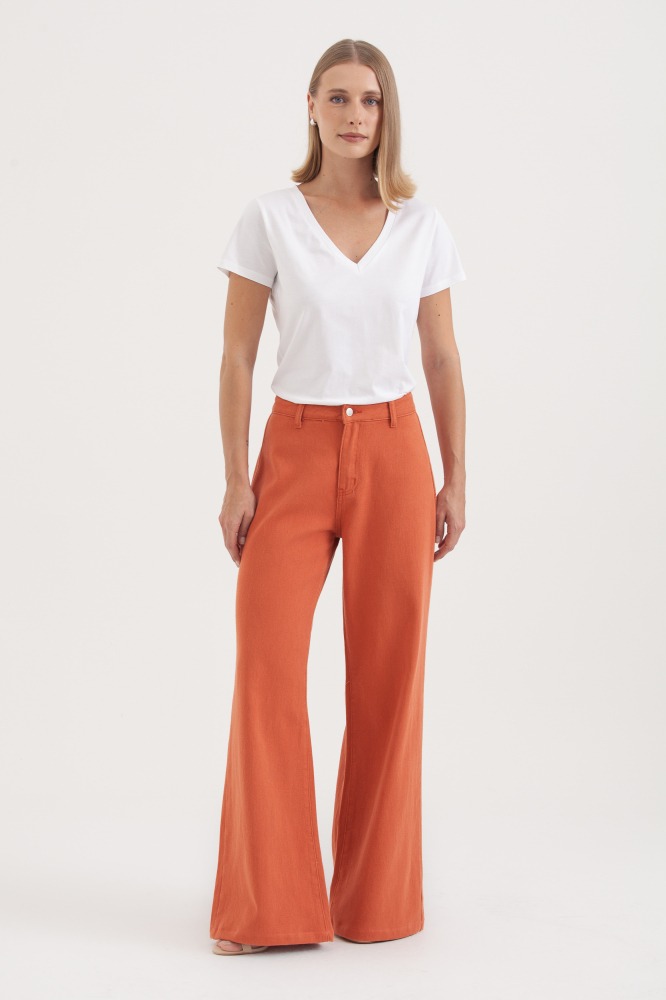 9036553 - Camiseta Basic Decote V  OFF-WHITE