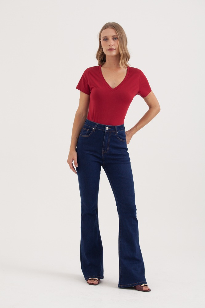 9036553 - Camiseta Basic Decote V VINHO 9036553 - Camiseta Basic Decote V VINHO