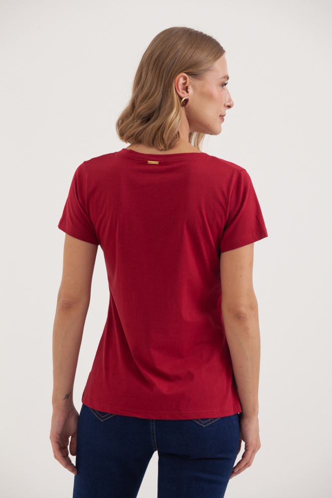9036553 - Camiseta Basic Decote V VINHO 9036553 - Camiseta Basic Decote V VINHO