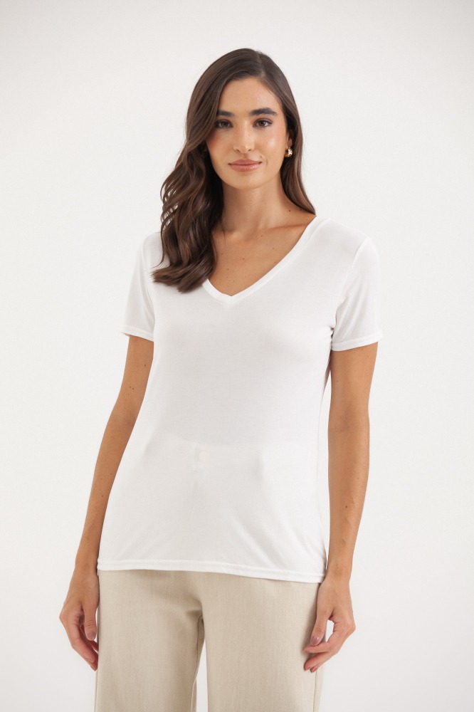 9036555 - Camiseta Basic Decote V BRANCO