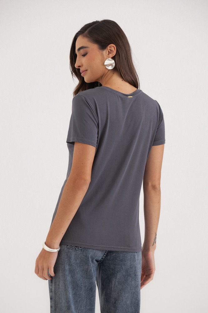 9036555 - Camiseta Basic Decote V CINZA