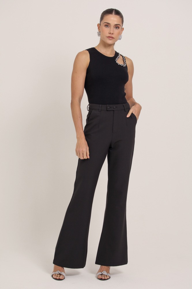 9036732 - Regata Tricô Vazado Brilho PRETO