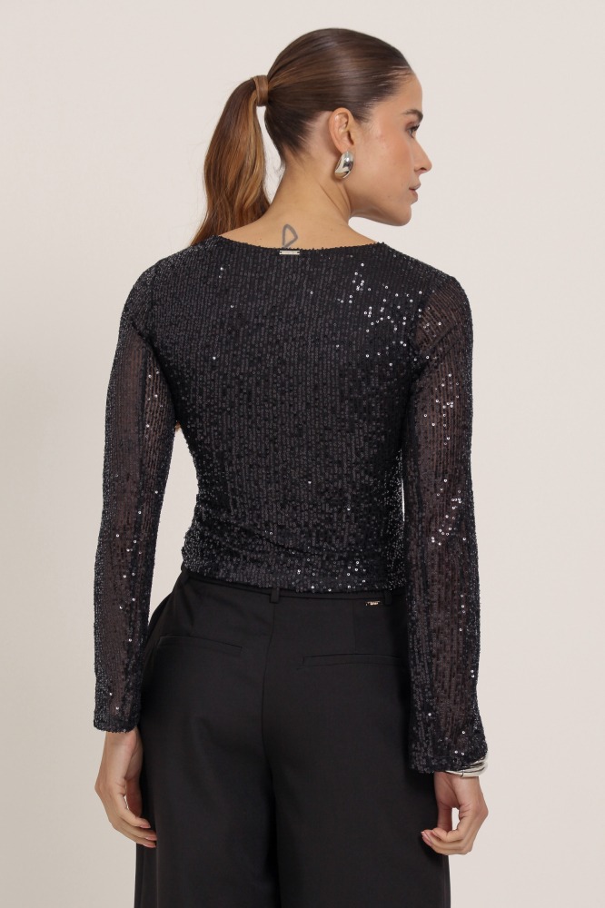9036759 - Blusa Paetê Manga Longa PRETO 9036759 - Blusa Paetê Manga Longa PRETO