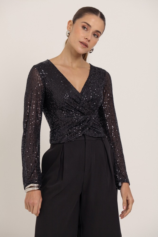 9036759 - Blusa Paetê Manga Longa PRETO 9036759 - Blusa Paetê Manga Longa PRETO